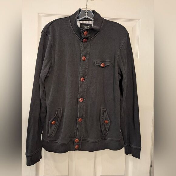 Ted Baker Jacket Mens black Size 5/XL Farfell Shawl Collar button down Cardigan - Picture 1 of 9